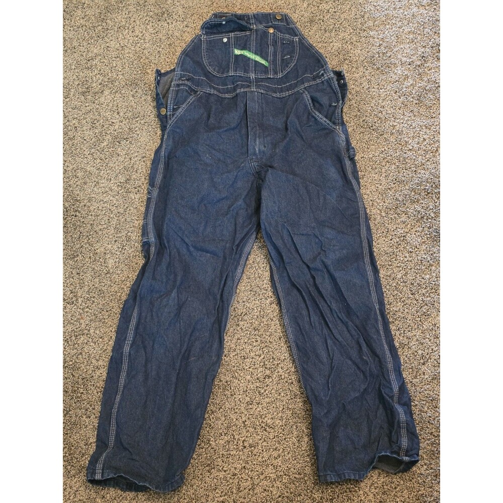 Key Imperial Blue Denim Overalls Mens 36x30 Bib Cargo Carpenter Workwear
